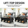 thumbnail image 3 of Alden Design 47.5 inch Wooden Lift Top Coffee Table with 3 Storage Compartments, Black, 3 of 9