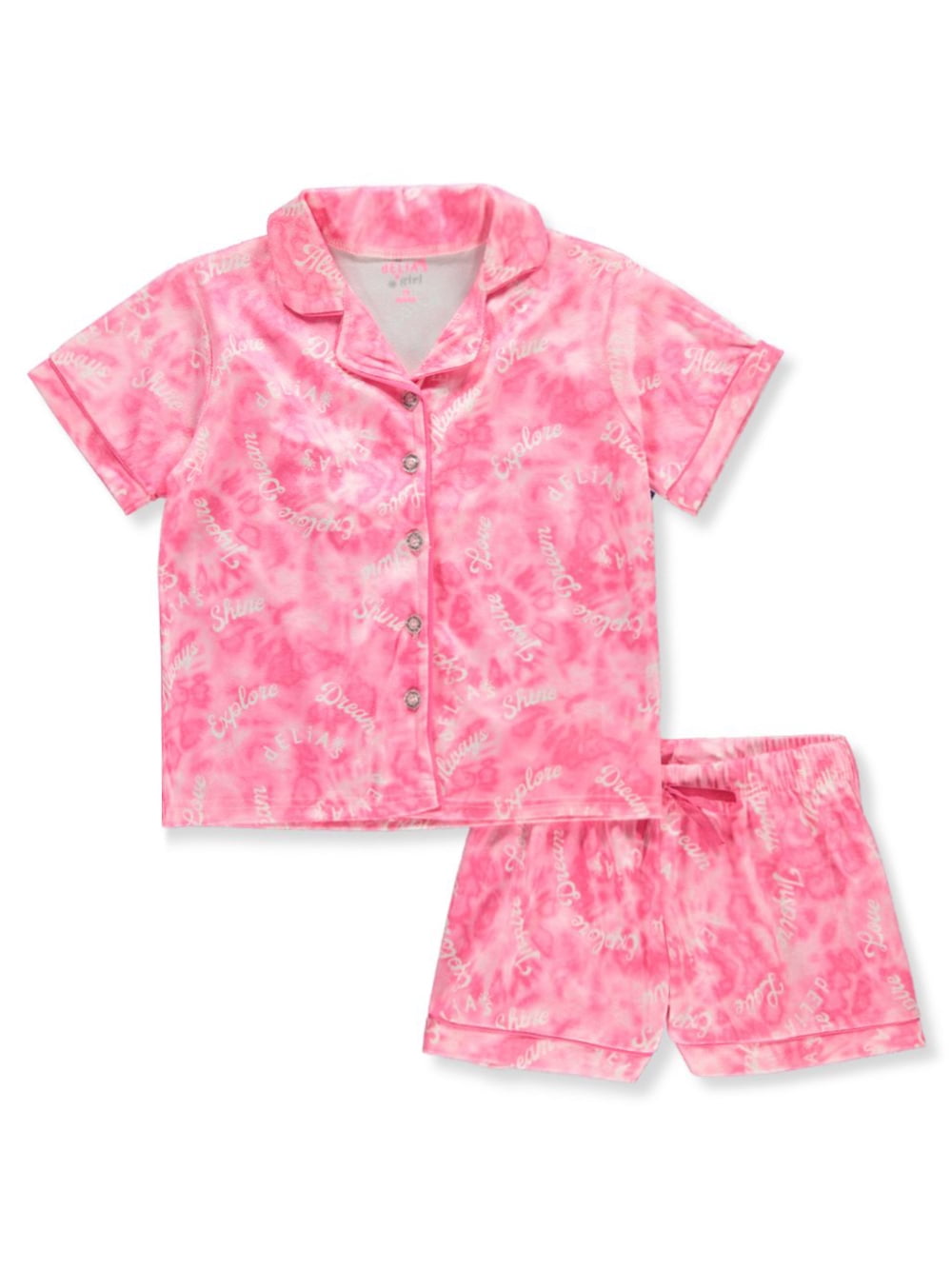 Delia's Girl Girls' 2Piece TieDye Pajamas Set neon pink, 6x (Little