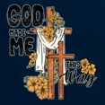 thumbnail image 6 of Wild Bobby God Made Me This Way Cross with Sunflowers Inspirational/Christian Women Graphic Long Sleeve Tee, Navy, Large, 6 of 6