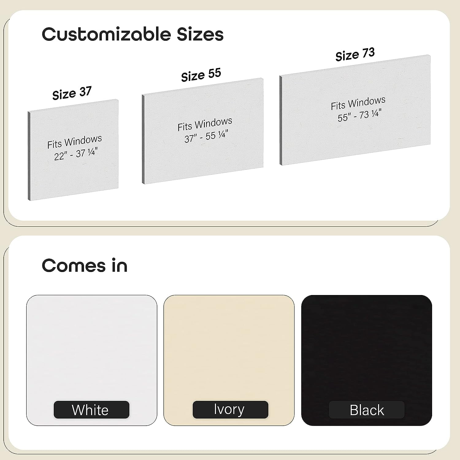 Achim Tear Down Roller Window Shades, 37 x 72, Cordless, Black Vinyl, Light Filtering, Indoor