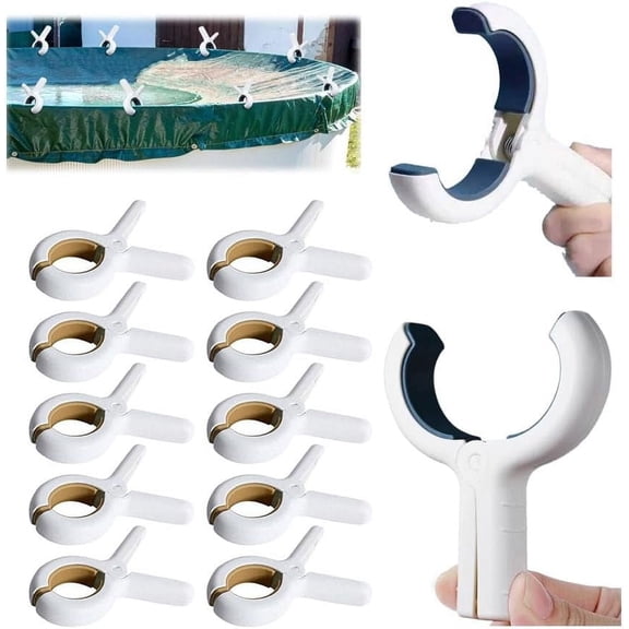 10pc Above Ground Pool Cover Clips,Pool Cover Clips for Above Ground Pools,Reinforced 5.1 in Large Pool Clamps,Heavy Duty Windproof Pool Clips for Winter Outdoor Above Ground Swimming Pool Cover
