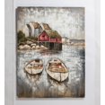 thumbnail image 1 of Two Boat And Cottage On Wood Art Work, 1 of 1