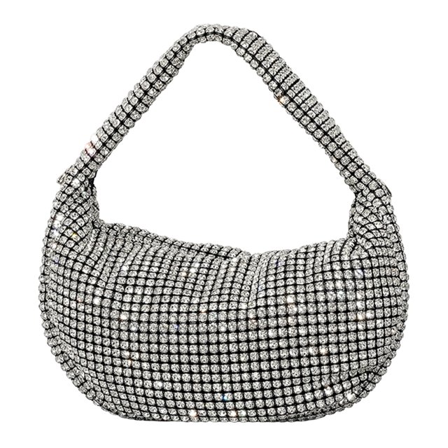 Bolso Pequeño para Axila Hobo Brillante Mujer Con Asa Diamantes Imitación