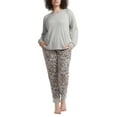 thumbnail image 3 of Karen Neuburger Women's 3-Piece Leopard Print Soft Pajama Lounge Set-Gray / 3X, 3 of 6