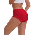 thumbnail image 3 of INSPIRE CHIC Women's Mid-Waisted Modal Plus Size Underwear Solid Cotton Full Coverage Briefs 2 Packs XL 1 Black 1 Red, 3 of 4