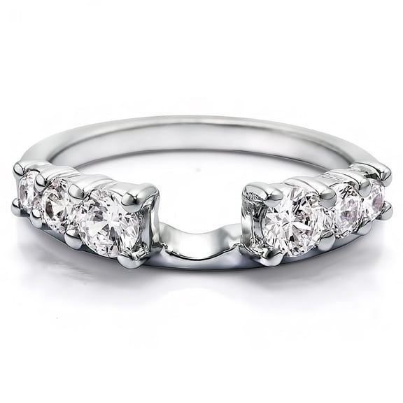 TwoBirch Sterling Silver Wrap With Brilliant Moissanite (0.5 Ct) Size 6