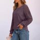 thumbnail image 4 of Tops formales,Blusa de encaje con patchwork para mujer, manga larga, cuello redondo, tejido de poliéster, estilo bohemio, uso diario informal, sopatenor, 4 of 7