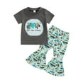 thumbnail image 1 of EDFBUYKRS Children PAECE FISHING Summer Suit T Shirt Short Sleeved Flared Pants Two Piece Set 1 To 6 Years, 1 of 4
