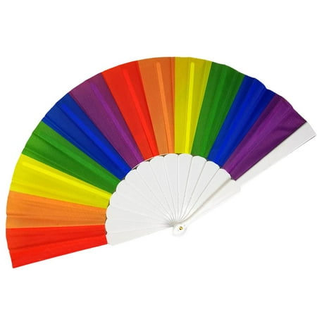 

Famure Rainbow Folding Fans Parade Music Festival Dance Performance Supplies Fans for EDM Music Festival Club Event Party Dance Performance & Gift serviceable