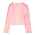 thumbnail image 5 of bbymog Short Cardigans for Women 3/4 Sleeve Laec Lightweight Cardigan Casual Shrugs for Women Fall Outfits Clothes Pink L, 5 of 7