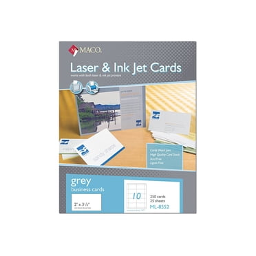 MACO Microperforated Laser/Ink Jet Business Cards, 2 x 3 1/2, Gray, 250/Box
