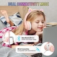 thumbnail image 3 of IFECCO Auriculares inalámbricos para niños con micrófono, Orejas de Gato Plegables y Lindas con luz, Auriculares Bluetooth para niños y niñas con Estuche para Regalos Escolares, Viajes, 3 of 5