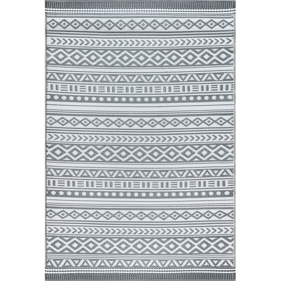 Tayse Sunset Area Rug SUN1803 Contemporary Gray Rows Zig Zag 3' 9" x 5' 11" Rectangle