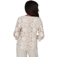 thumbnail image 2 of Alfred Dunner Womens Floral Crochet Three Quarter Sleeve Top, 2 of 4