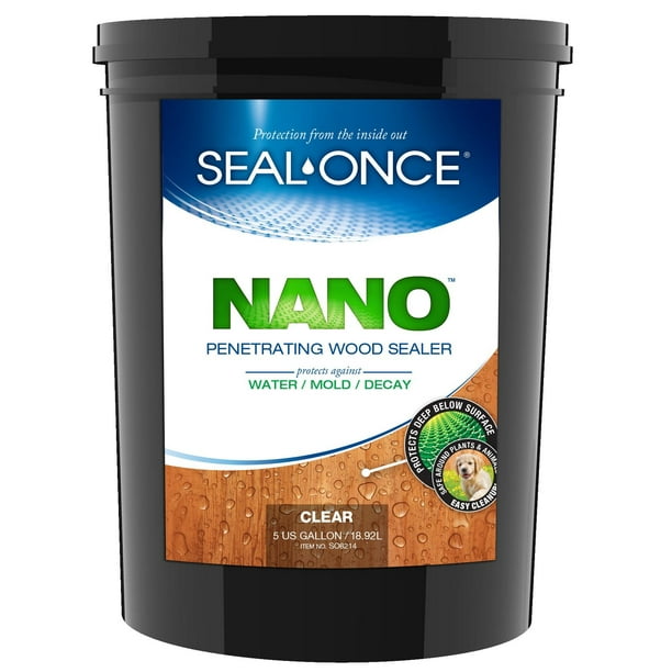 Seal Once Nano Penetrating Wood Sealer Stain 5 Gallon Water Based Low Voc Waterproofer For Fences Siding Beams Outdoor Furniture Log Homes Walmart Com Walmart Com