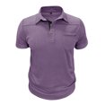 thumbnail image 2 of DPTALR Men's Slim Fit Solid Button Shirt Turndown Collar Short Sleeve with Pocket Business Casual,Purple,Big and Tall Man XXL, 2 of 7