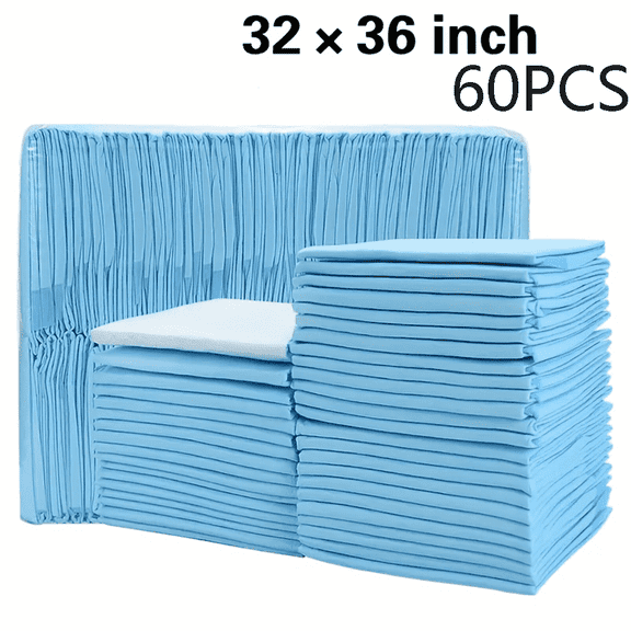Bed Pads Disposable Adult 32"x36" 60 Count, Extra Large Chucks Incontinence Underpads, Super Absorbent & Leakproof Chux Pads, Pee Pads for Pets, Adults & Kids, Puppy Training Pads