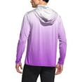 thumbnail image 4 of FAVIPT Men's Sun Protection Shirts with Mask Gradient Long Sleeve Hooded Shirts Lightweight Rash Guard Soft Shirts Outdoor Hiking UPF 50+ Outwear Purple,XXL, 4 of 7