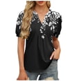 thumbnail image 1 of Camiseta de Cuello en V de Impresión Casual de Manga Corta de las Mujeres, Top Cómodo Ligero para la Primavera Y el Verano, 1 of 6