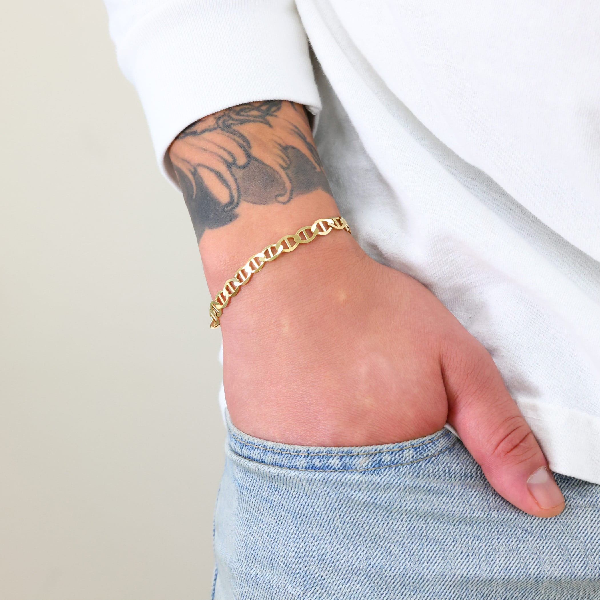 Nuragold 14k Real Yellow Gold Solid Mariner 6mm Chain Anchor Link Bracelet (7"-9") Italian Jewelry for Men