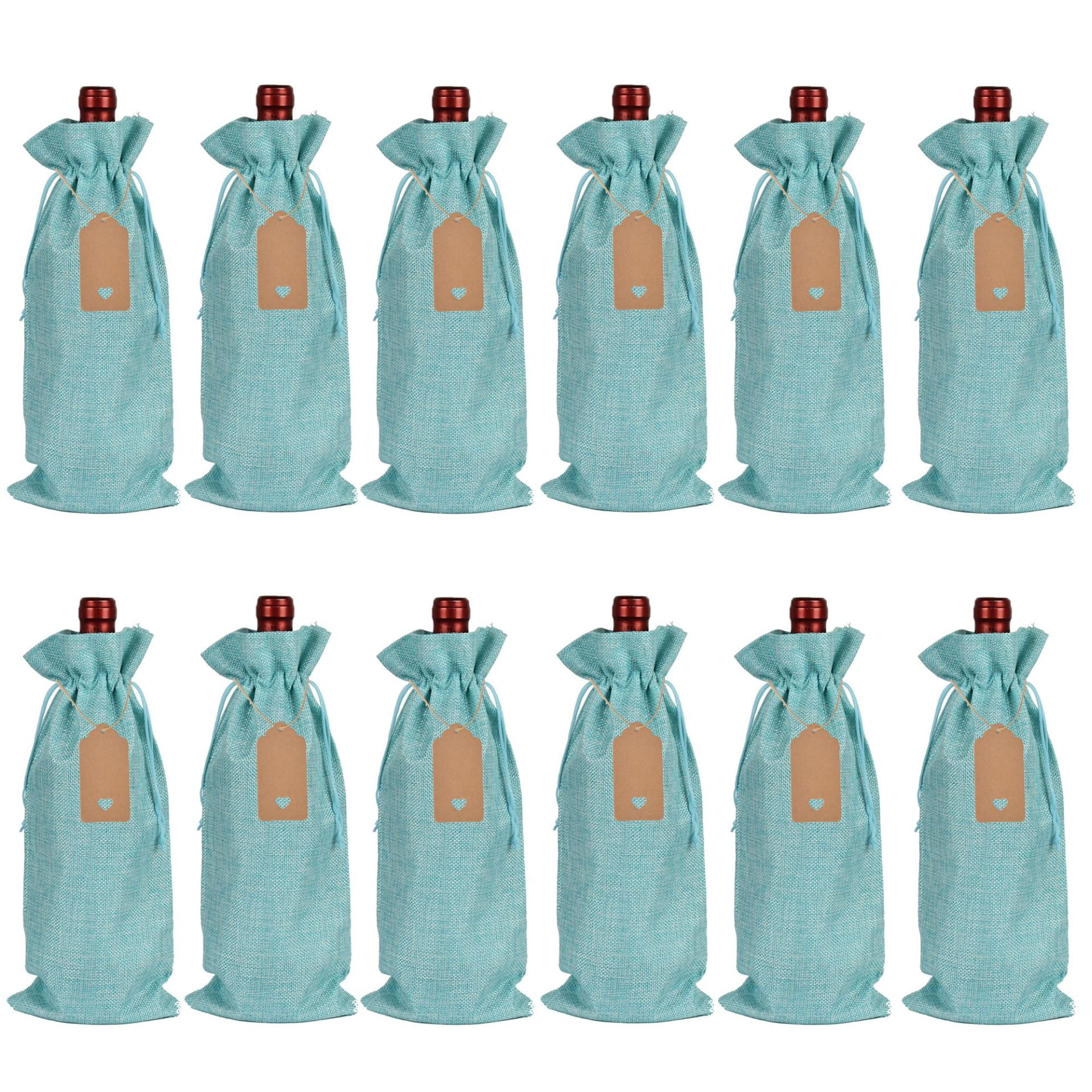 Bolsa Regalo Vino VEYLIN 12 Bolsas De Regalo De Botellas De Vino De Navidad Con Etiquetas, Fundas De Botellas De Vino A Cuadros De Búfalo Para Navidad, Año Nuevo, Boda Bolsa Regalo
