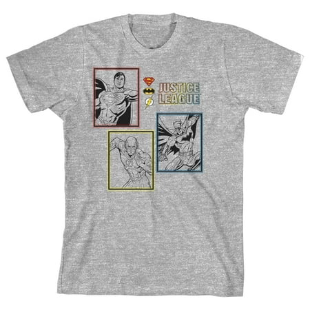 Heroes in Simple Colors Justice League Youth Boys Athletic Gray T-Shirt-Medium