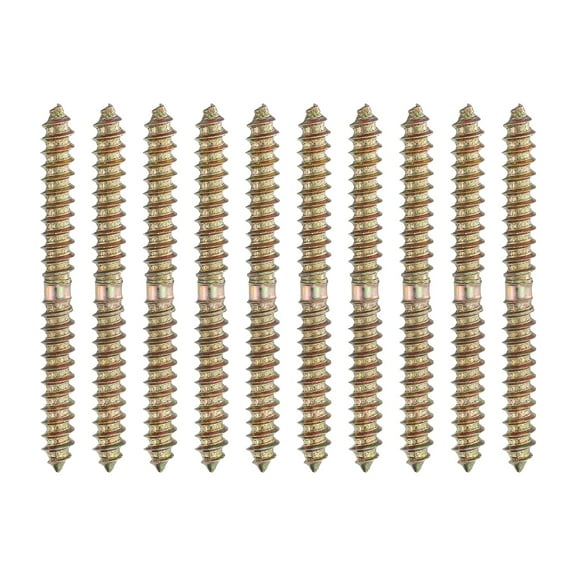 Uxcell 10 Pcs Double Ended Screws, M6 x 70 mm Carbon Steel Hanger Bolts, Self-Tapping Wood Dowel Screws for Wood Joint Furniture, Color Zinc