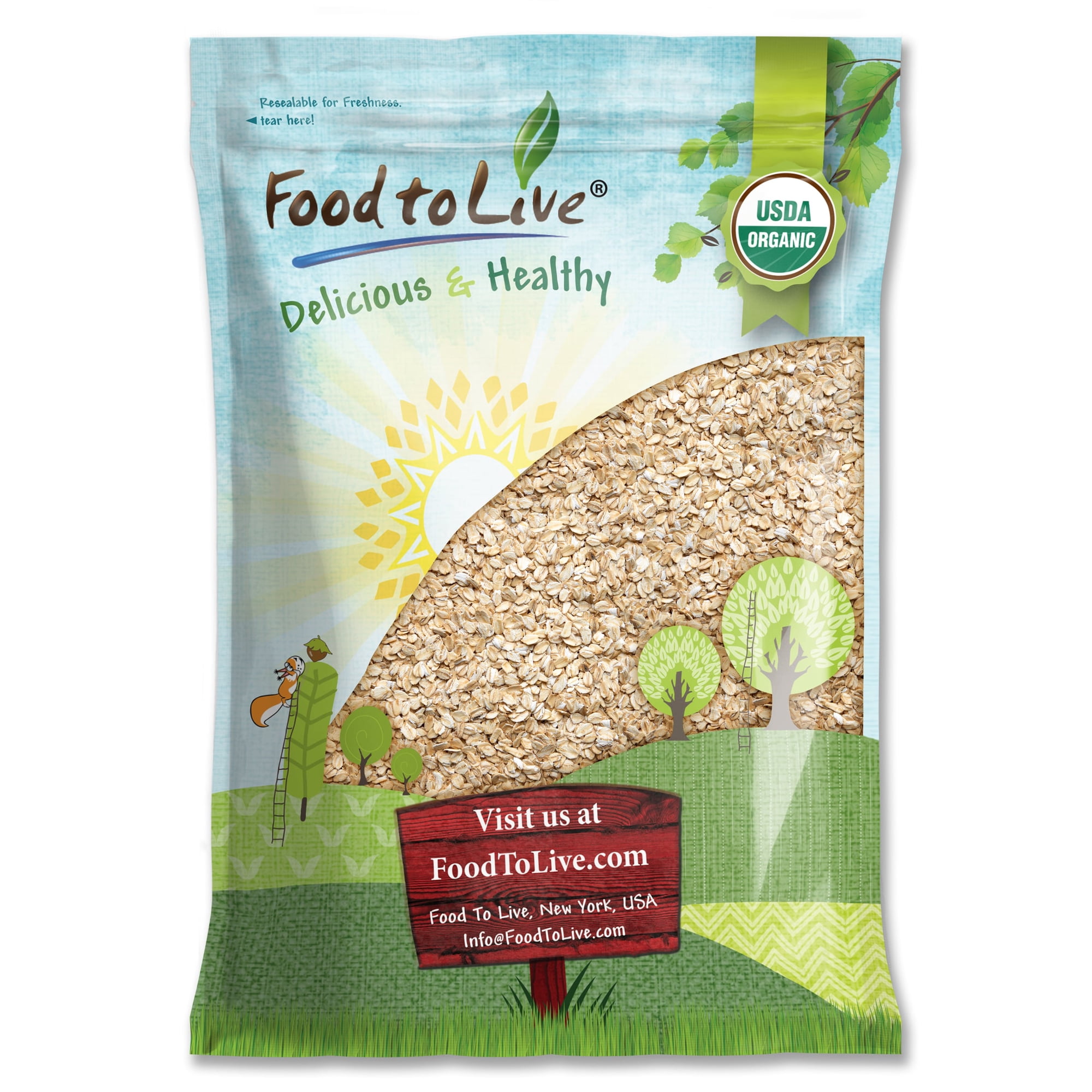 Organic Gluten-Free Regular Rolled Oats 6 Pounds — Non-GMO Gluten-Free Kosher Vegan Raw — by Food to Live