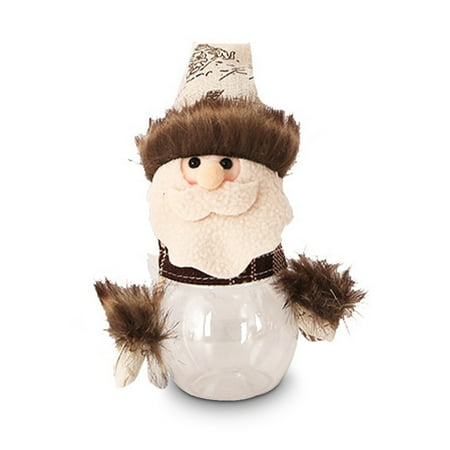 

ABIDE Christmas Candy Jar Children Santa Claus Snowman Elk Storage Box Plush Doll Xmas Plastic Bottle Navidad New Year