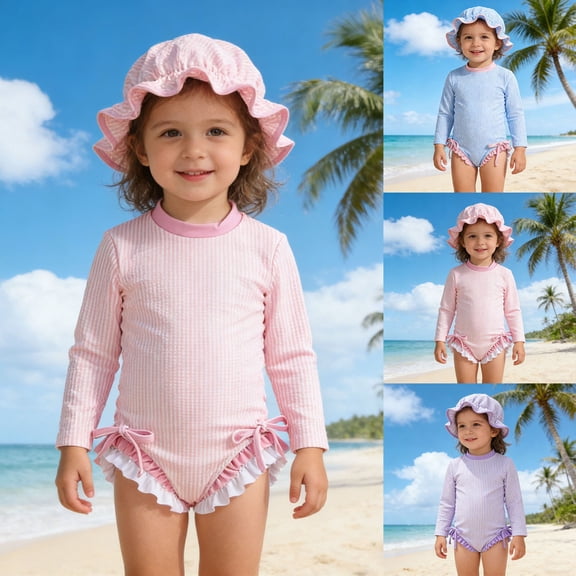 LILIYA Baby Girl Swimsuit 18-24 Months Slim Fit Color Block Little Girls' Swimwear Cute Sporty Bikini Sets 2 Piece Bathing Suit Size 7-16 Years