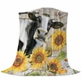 thumbnail image 6 of Yellow Sunflowers Blanket Soft Cozy Warm Throw Blanket for Couch, Plush Fuzzy Flannel Fleece Blankets for Sofa, Farmhouse Cow Barn Doors Floral Butterfly Bed Blankets Gifts for Men, 40"x50", 6 of 9