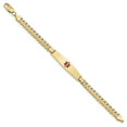 thumbnail image 2 of 14K Yellow Gold Medical Soft Diamond Shape Red Enamel Curb Link ID Bracecet, 2 of 6