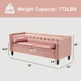 thumbnail image 6 of Dreamsir 78" W Velvet Sofa, Mid-Century Love Seats Sofa Furniture with Bolster Pillows, Button Tufted Couch for Living Room, Tool-Free Assembly (Sofa, Pink), 6 of 8