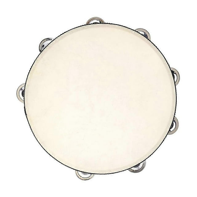 10 Inch Hand Held Tambourine Birch Metal Bell Percussion Educational Musical Instrument for Karaoke Party Kids Games