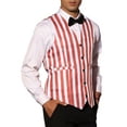 thumbnail image 4 of INSPIRE CHIC Business Vest for Men's Slim Fit V Neck Sleeveless Striped Prints Waistcoat S Light Red, 4 of 5
