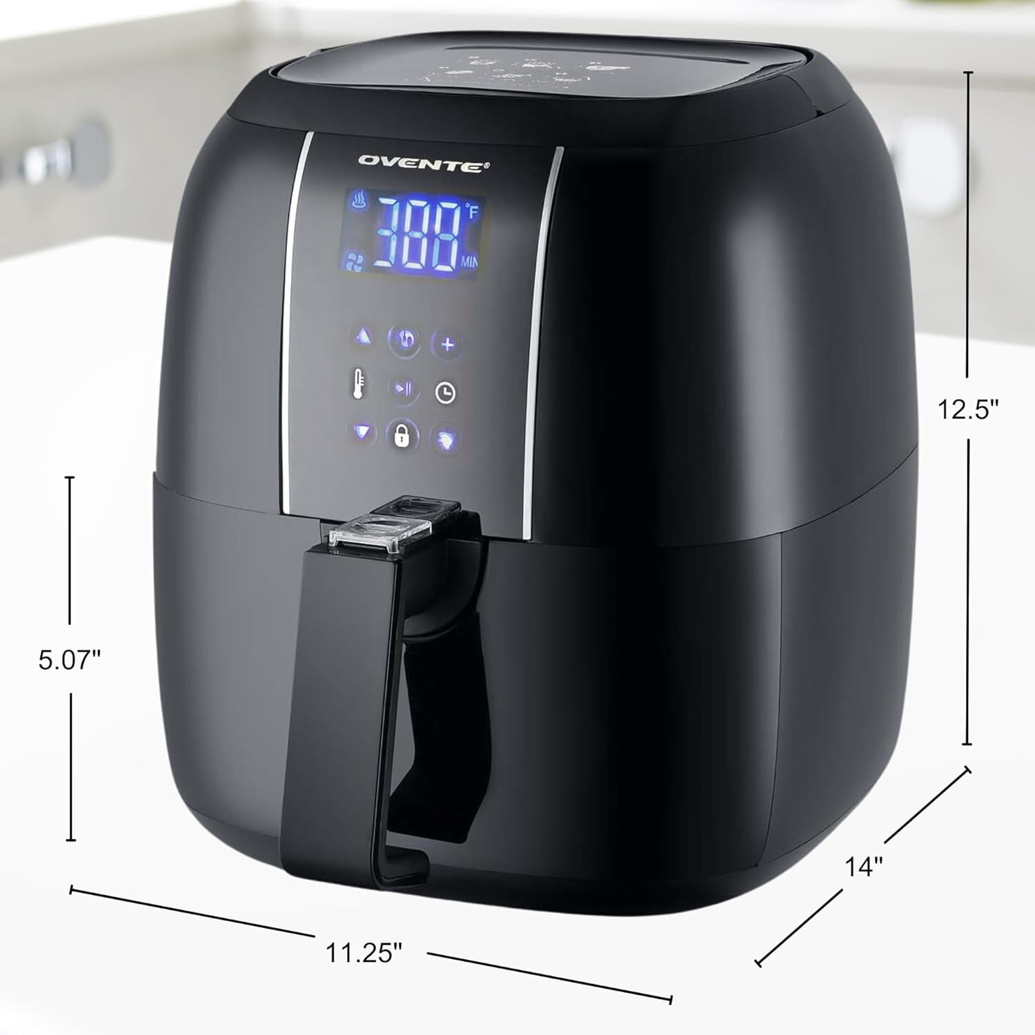 Compact Air Fryer, 3.2 Quart Electric Hot Cooker with 1400W Power, Digital LED Touch Screen, Auto Shutoff, Dishwasher Safe Non-Stick Basket, Perfect for Healthy & Oilless Food, Black FAD61302B