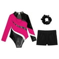 thumbnail image 6 of Sholeno Girls Kids Sequin Metallic Gymnastics Leotard with Shorts Dance Unitard Biketards Ballroom Dancewear Hot Pink&Black 12, 6 of 7