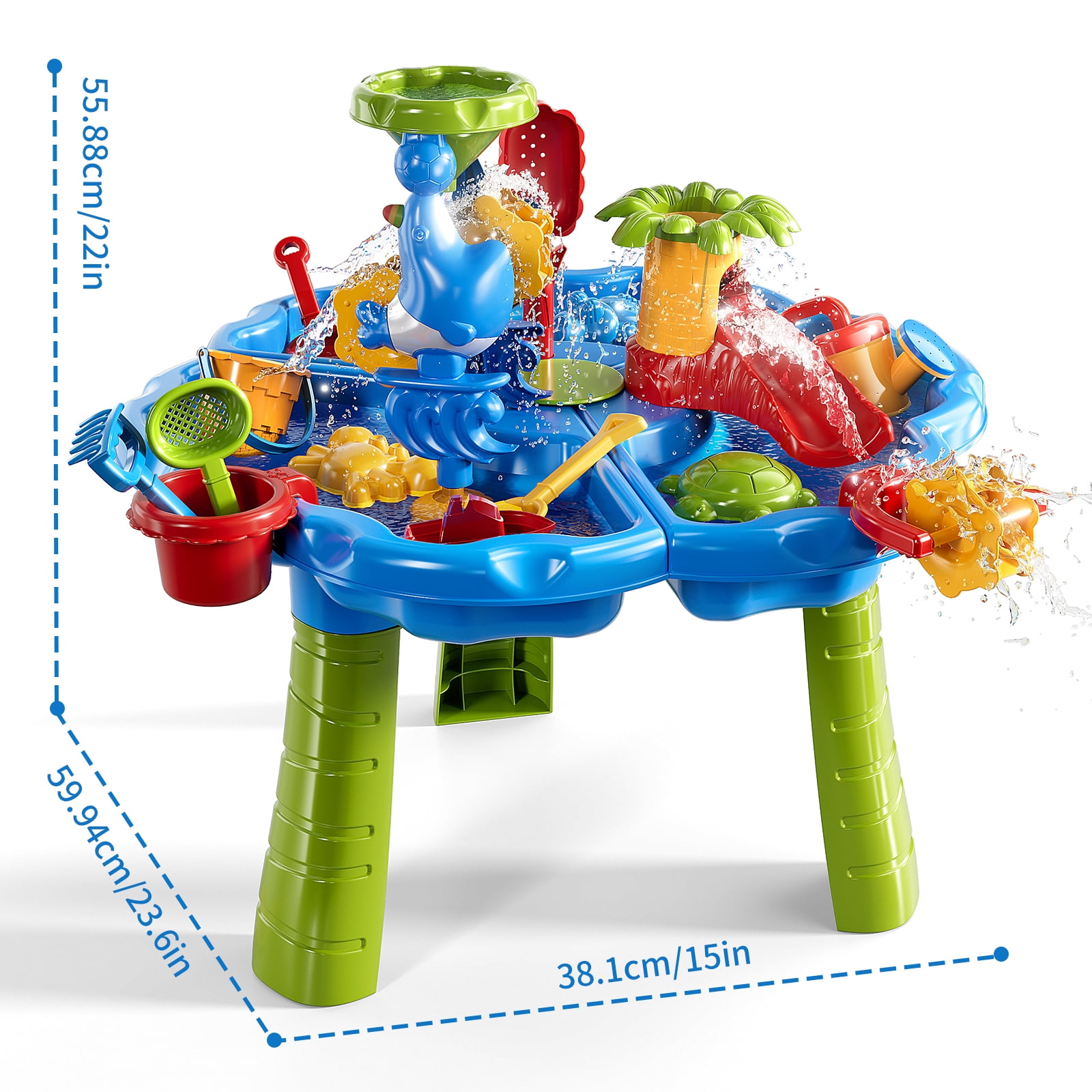 Lucky Doug Sand and Water Table for Toddlers 1-3-6, Toddlers Outdoor Toys Water Table for Kids Ages 18 Month+, Kids Outdoor Toys Water Play
