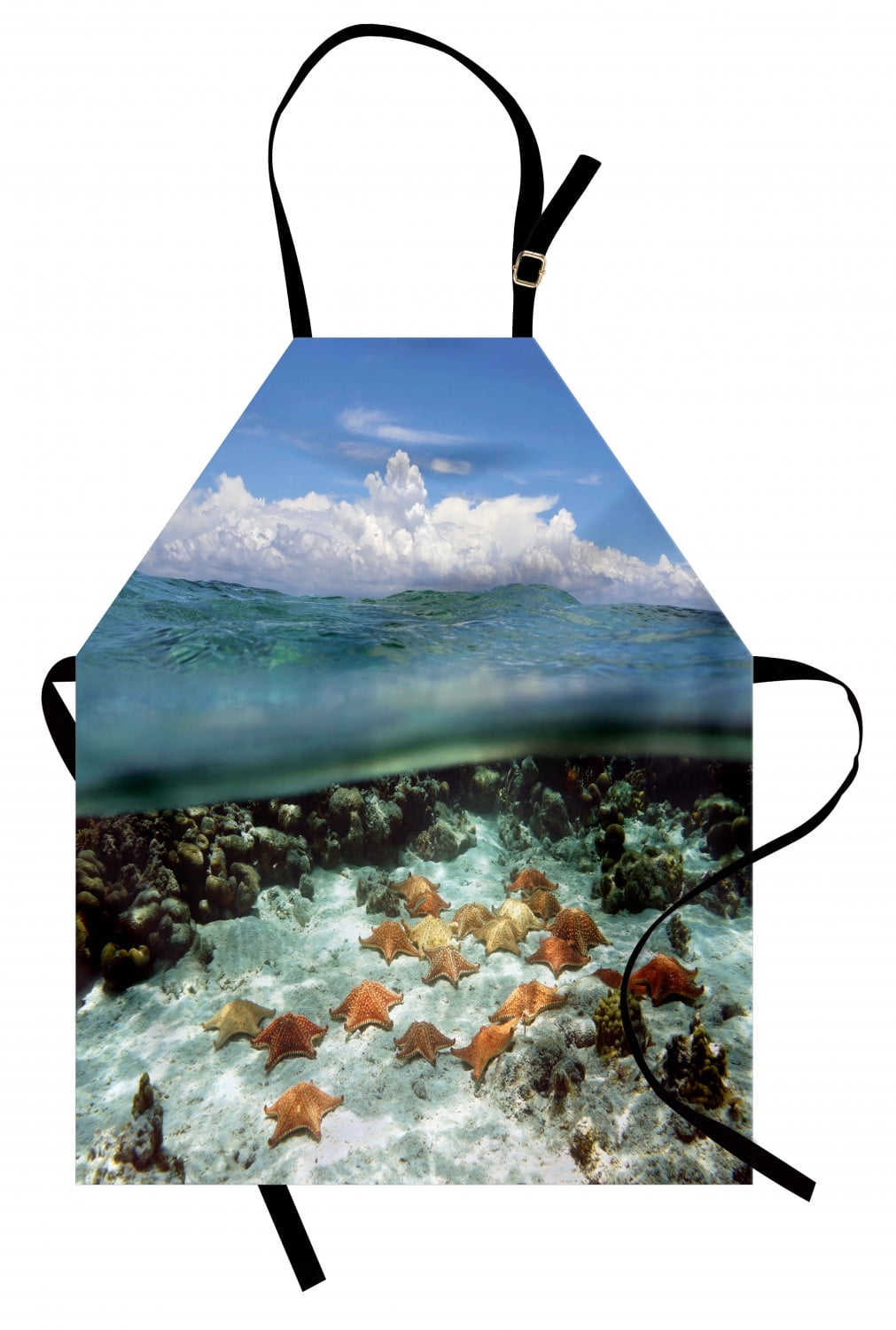 Starfish Apron Split View With Sky And Clouds Above Under The Sea Wildlife And Ocean Nature Rocks Unisex Kitchen Bib Apron With Adjustable Neck For Cooking Baking Gardening Multicolor By Ambesonne Starfish Apron Split View With Sky And Clouds Above Under The Sea Wildlife And Ocean Nature Rocks Unisex Kitchen Bib Apron With Adjustable Neck For Cooking Baking Gardening Multicolor By Ambesonne
