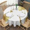 thumbnail image 3 of White Gold Splash Pattern Round Tablecloth 60"x60",Wrinkle Wipeable Table Cloth for Kitchen Dining Room Picnic Patio Party, 3 of 6