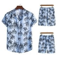 thumbnail image 2 of Conjunto casual de blusa y pantalones de playa de manga corta con estampado de botones para hombre Pompotops oipoqjl35439, 2 of 3