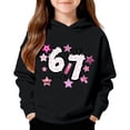 thumbnail image 2 of Playtopia Youth Glitter Star 67 SIX SEVEN Graphic Hooded Pullover 350g Polyester Long Sleeve Kangaroo Pocket Casual Sweatshirt 1PC Big Kids Sizes 100-160, 2 of 4