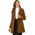 thumbnail image 1 of INSPIRE CHIC Manteau d'Hiver pour Femme à Revers Cranté, Simple Boutonnage, Manches Longues, Brun Foncé L, 1 of 5