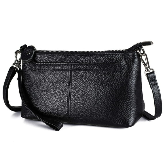 befen Sac Bandoulière Mini en Cuir pour Femme avec Dragonne, Petit Sac d'Épaule Pochette avec Fentes pour Cartes (Multi-Poches Noir)