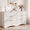White, variant on Homall 6 Drawer Fluted Dresser for Bedroom, 47'' Modern Dresser Chest of Drawers with Gold Handles & Curved Base, Wood Storage Dresser Organizer for Living Room, Entryway, Natural