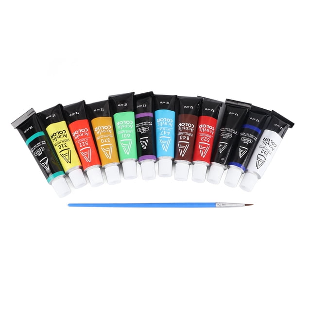 Juego De Pintura Acrílica, Tubos De Pintura Acrílica De 12 Ml Cada , 12 Colores Multiusos Para Profesionales Para Lienzo