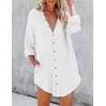thumbnail image 5 of Bsubseach Button Down Swimsuit Cover Up for Women V Neck Beach Coverups White Casual Dress, 5 of 6