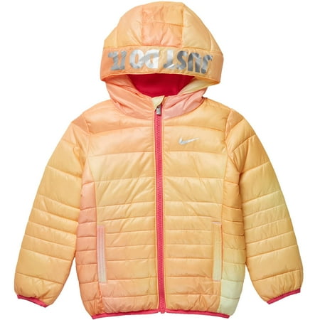 Nike Just Do It Printed Puffer Jacket (Toddler) (Girls, Hyper Pink, 3T (Toddler))