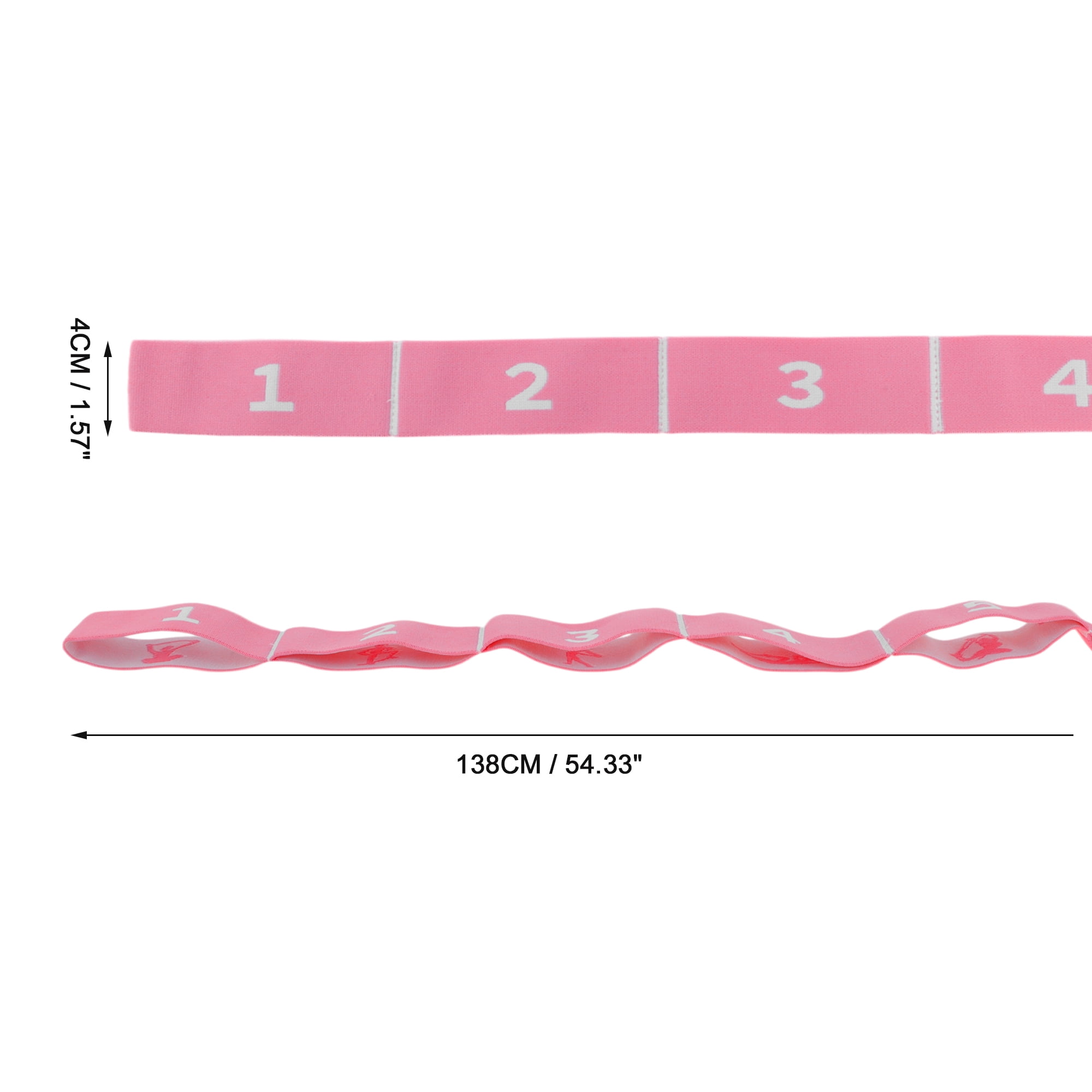 Unique Bargains Women 12 Grids Yoga Stretch Bands for Gym Stretching Exercise Pink