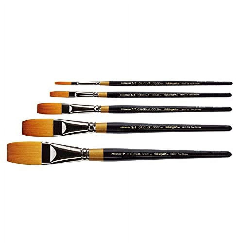 KINGART® Original Gold® 9100 One Stroke Series Premium Golden Taklon Multimedia Artist Brushes, 5/Set